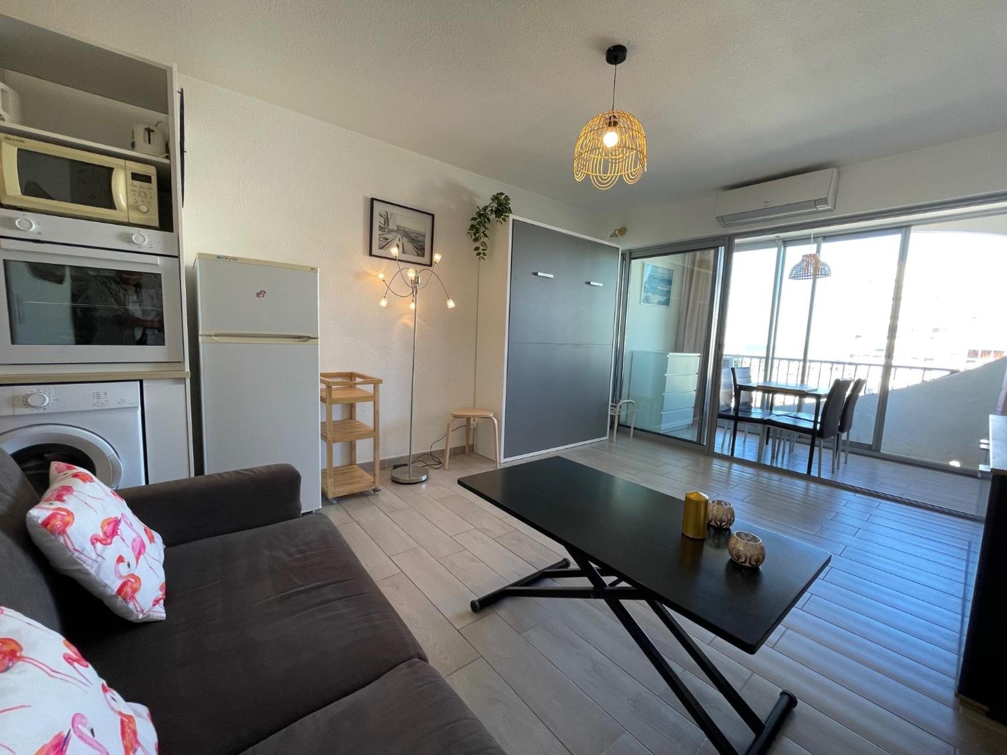 Studio 2-3 Pers Parking Clim Vue Port Et Mer Ла-Гранд-Мот Экстерьер фото
